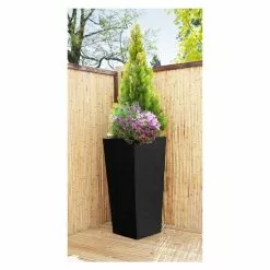H90cm Zinc Galvanised Black Flared Square Planter - By Primrose™ -Perennial Plants Sales Store PP0007LA add image 2 c469