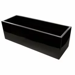 80cm Gloss Fibreglass Trough Planter In Black - By Primrose™