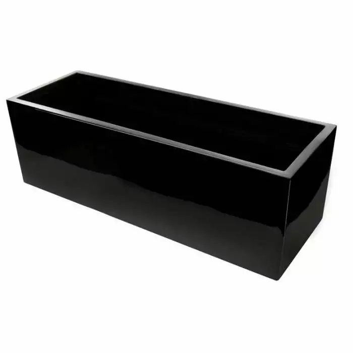 80cm Gloss Fibreglass Trough Planter In Black - By Primrose™ 3 80cm Gloss Fibreglass Trough Planter In Black - By Primrose™