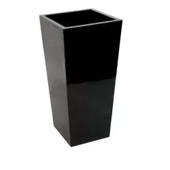 90cm X 40cm Gloss Tall Flared Square Fibreglass Planter In Black - By Primrose™