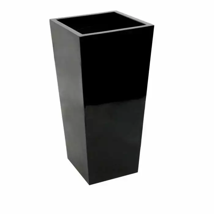 60cm X 34cm Gloss Tall Flared Square Fibreglass Planter In Black - By Primrose™ 3 60cm X 34cm Gloss Tall Flared Square Fibreglass Planter In Black - By Primrose™