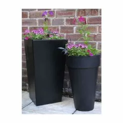 90cm X 40cm Tall Flared Square Fibreglass Planter In Matt Black - By Primrose™ -Perennial Plants Sales Store PP0405M add image 4 92b1