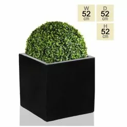 52cm Polystone XL Black Cube Planter