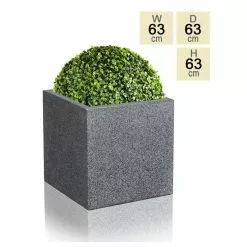 63cm Poly-Terrazzo Jumbo Black Cube Planter