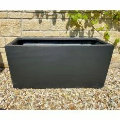 100cm Polystone Large Grey Trough Planter