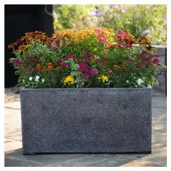 100cm Poly-Terrazzo Large Black Trough Planter
