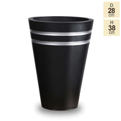 H38cm Tall Round Black Zinc Planter - By Primrose™ -Perennial Plants Sales Store PP0521S 1663