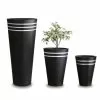 H38cm Tall Round Black Zinc Planter - By Primrose™ -Perennial Plants Sales Store PP0521S rollover image 3bb2