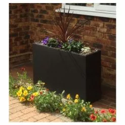 89cm Black Zinc Tall Trough Planter With Insert - By Primrose™ -Perennial Plants Sales Store PP1772M add image 3 b06f