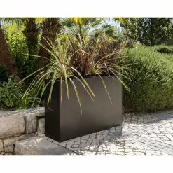 89cm Black Zinc Tall Trough Planter With Insert - By Primrose™