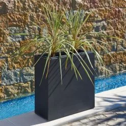 80cm Black Zinc Tall Trough Planter With Insert - By Primrose™