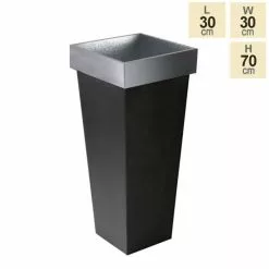 H70cm Zinc Tall Flared Square Planter - By Primrose™ -Perennial Plants Sales Store PP1775S main image 399b