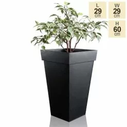 H60cm Black Zinc Tall Flared Square Planter - By Primrose™ -Perennial Plants Sales Store PP1890S 5a3d