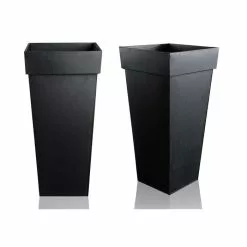 H60cm Black Zinc Tall Flared Square Planter - By Primrose™