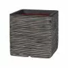 30cm Capi Nature Cube Ribbed Planter - Black