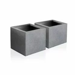 W30cm Fibrecotta Kadamus Cube Pot In Dark Grey Meteor Texture -Perennial Plants Sales Store PP2407M add image 5 ccdc