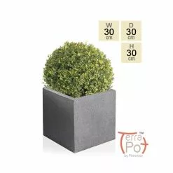 W30cm Fibrecotta Kadamus Cube Pot In Dark Grey Meteor Texture
