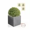 25cm Terracotta Fibrecotta Kadamus Cube Planter In Dark Grey Meteor Texture