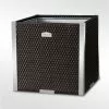 46cm Polyrattan Cube Planter With Polished Aluminium Edge Available In 8 Colours - Brown And Black