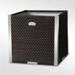 46cm Polyrattan Cube Planter With Polished Aluminium Edge Available In 8 Colours