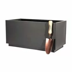 60cm Zinc Galvanised Kick-Bottom Trough Planter In Black By Primrose™ -Perennial Plants Sales Store PP3006S add image 3 b333