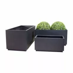 60cm Zinc Galvanised Kick-Bottom Trough Planter In Black By Primrose™ -Perennial Plants Sales Store PP3006S add image 5 36ec