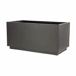 60cm Zinc Galvanised Kick-Bottom Trough Planter In Black By Primrose™