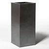 75cm Tall Cube Zinc Silver & Black Textured Dipped Galvanised Planter