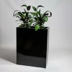 80cm Black Gloss Polystone High Trough Planter