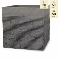 H50cm Extra Large Light Grey Fibrecotta Brick Design Cube Planter - By Primrose™ -Perennial Plants Sales Store PP4506XL e37d