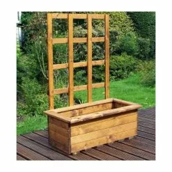 Charles Taylor Wooden Garden Set Of 2 82cm X 1.3m Kensington Trough With Trellis