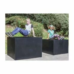 85cm Titanic Black Polystone Cube Planter -Perennial Plants Sales Store PP7758 add image 3 6873