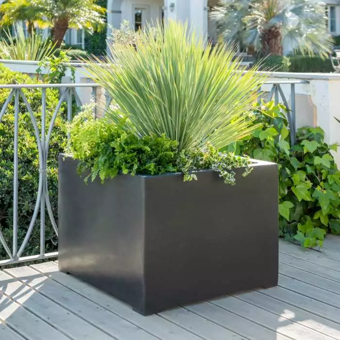 70cm Titanic Black Polystone Cube Planter 3 70cm Titanic Black Polystone Cube Planter