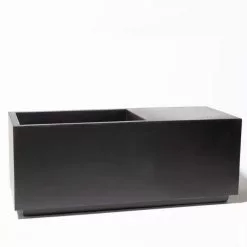 115cm Black Fibrecotta Rectangular Planter With LED Lights