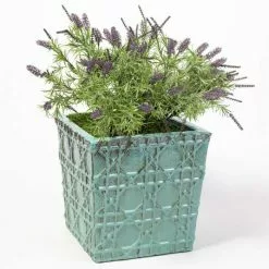 50cm Thales Glazed Blue Geometric Pattern Cube Planter - Large -Perennial Plants Sales Store PP7987 add image 2 862c