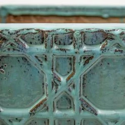 50cm Thales Glazed Blue Geometric Pattern Cube Planter - Large -Perennial Plants Sales Store PP7987 add image 3 05d3