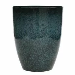 43cm Tall Round Planter In Dark Green
