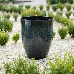 43cm Tall Round Planter In Dark Green -Perennial Plants Sales Store PP80BLKM 2 50e3