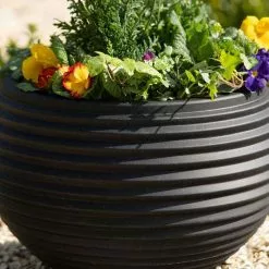 54cm Round Planter Pot In Black -Perennial Plants Sales Store PP82BLKL 1 9db4