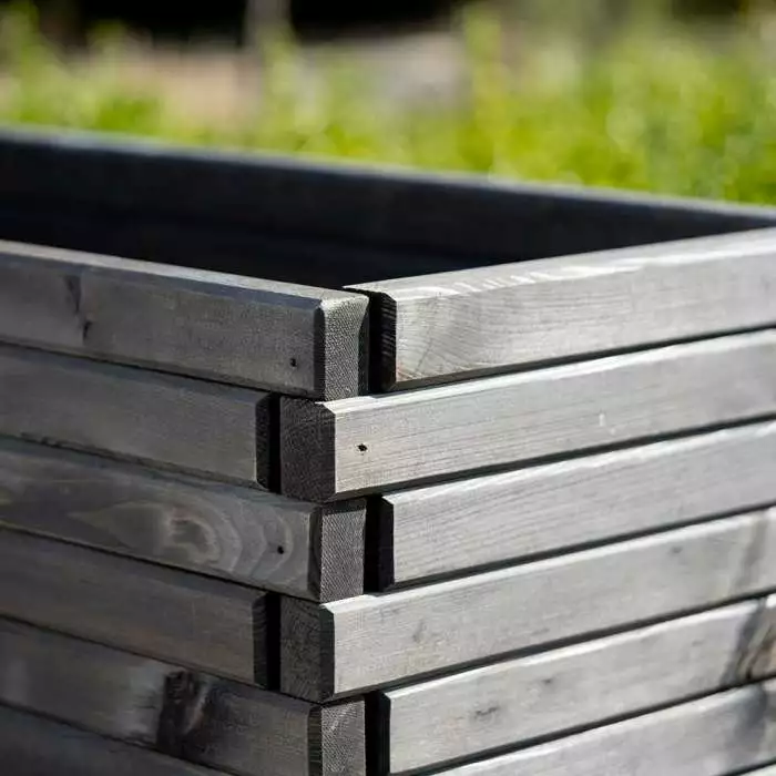 1.8m Pine Wood Raised Trough Planter In Grey 3 1.8m Pine Wood Raised Trough Planter In Grey