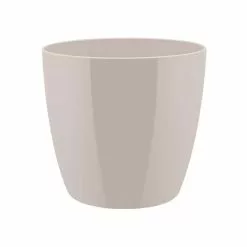 16cm Warm Grey Brussels Gloss Round Pot Cover