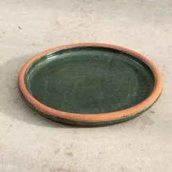 31cm Ocean Green Glazed Ceramic Bird Bath & Saucer
