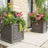 38cm Grey Embossed Square Planter