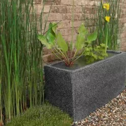 W80cm 'Pond In A Pot' Trough Black Fibreglass Planter Outdoor Use -Perennial Plants Sales Store WF9903 add image 2 661a